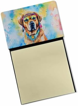 Caroline's Treasures Mastiff Hippie Dawg Sticky Note Holder Refillable Dispenser Self-Sticky Note Pads, Memo Pads Blank Desk Accessories