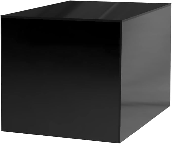 Marketing Holders 9 Inch Acrylic Display Riser Box with One Open Side No Lid Versatile Glossy Black Square Lucite Retail Product Platform or Merchandise Storage Bin