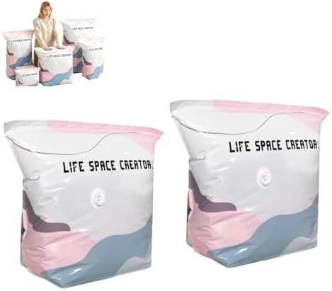 No-Pump Vacuum Storage Bags, 3D Vacuum Storage Bags Without Pump, Reusable Vacuum Bags for Clothing, Quilts & Travel (M-2PCS)