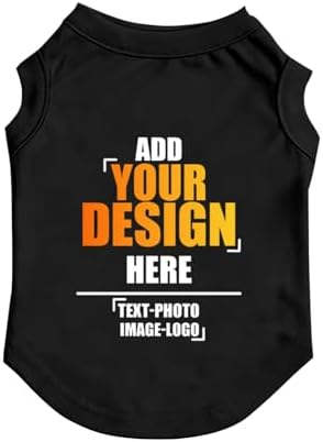 Custom Dog Shirt,Personalized Pet Vest Apparel with Name Text Photo Image,Lightweight Breathable PuppysKitten Variousize,Black