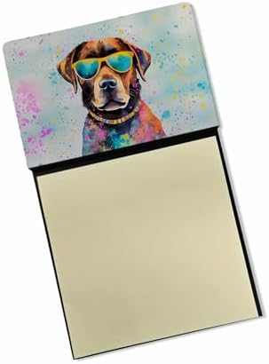 Caroline's Treasures Chocolate Labrador Hippie Dawg Sticky Note Holder Refillable Dispenser Self-Sticky Note Pads, Memo Pads Blank Desk Accessories