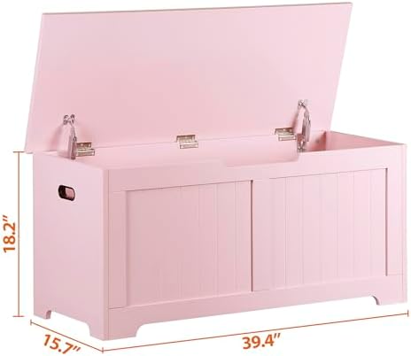 Wooden Storage Chest,30/40 Inch Storage Trunk w/2 Safety Hinges, Storage Bench, Modern Lift Top Chest Box Organizer (Pink, 40 Lx 15.7 W x19 H Inch)