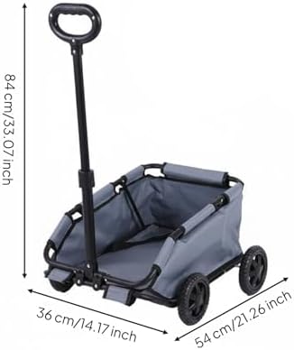 Folding Travel Cart Pet Carrier Cart Utility Wagon with V Shape Opening Internal Buckles Smooth Movement for Light Carrying and Suitable for Walking Pet Supplies Vacation, Gray
