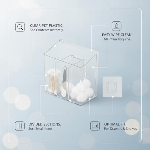 Quick-Access Clear PET Storage Box with Dividers, Easy-to-Clean Organizer for Bathroom Drawers and Vanities (1 Piece)
