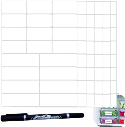 Waterproof Removable White Labels 1×2" & 1×3" for Freezer Organization | 400PCS set with Marker, Write-On Blank Home Organizing Labels for Food Containers Jars Bottles. Water/Oil/Tear Resistant