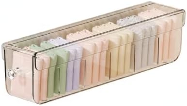 Clear PET Plastic Drawer Organizer with Dividers for Socks & Accessories, 14.6 x 3.0 x 3.6 Inches
