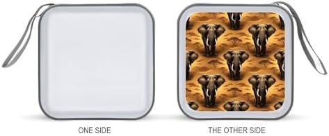 40-Disc CD/DVD Organizer Wallet African Elephant, Heavy-Duty Hard Plastic Binder, Portable Storage Case with Carry Strap for Car