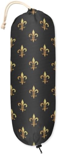 Pardick Plastic Bag Holder, Fleur De Lis Grocery Bag Holder for Shopping Bags, Wall Mount Plastic Bag Storage Organizer Dispenser, Storage Holder for Home Kitchen Camper,A-3