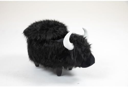 Home 2 Office Harry The Cow Ottoman with Storage for Bedroom Playroom or Recreation Room Decor Soft Animal-Shaped Furniture with Wooden Legs White