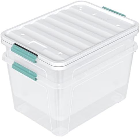 Zopnny 85-Qt Storage Box with Latching Lid, 2-Pack Stackable Large Bins
