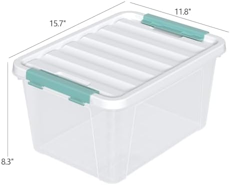 Sandmovie 20 Quart Storage Bin with Latching Lid, Plastic Clear Latch Storage Box, 6 Packs