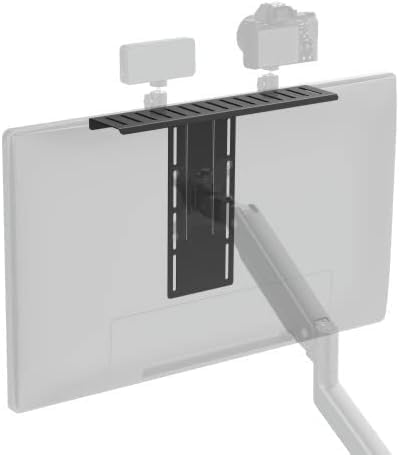Mount Plus MDS12-2 All-In-One VESA Compatible Monitor Shelf for Device Organizer | Perfect for Online Meetings and Live Streaming Such As Cameras, Microphones, Spotlights, Webcams | Height Adjustable