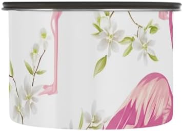 Pink Flamingos Coffee Canister with Lid Airtight Food Storage Containers 17OZ Stainless Steel Canisters Kitchen Food Organizer for Beans, Cereal, Pasta, Flour, Sugar, Snacks