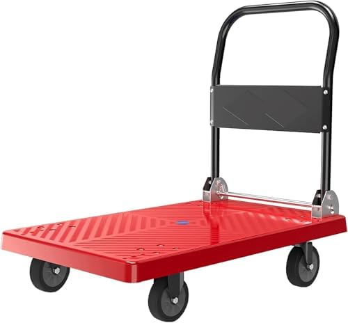 Foldable Platform Cart - Multi-Dimensional Hand Truck with 4 Wheels, Lightweight Plastic Push Cart for Easy Loading & Transport - Ideal for Home, Office & Outdoor Use