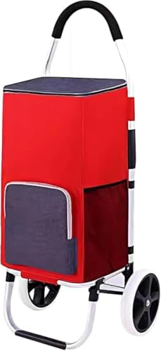 Grocery Shopping Cart on Wheels with Insulated Waterproof Bag and Collapsible Frame