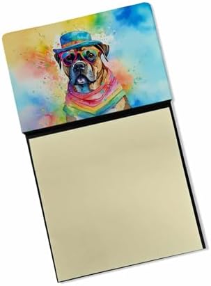 Caroline's Treasures Cane Corso Hippie Dawg Sticky Note Holder Refillable Dispenser Self-Sticky Note Pads, Memo Pads Blank Desk Accessories