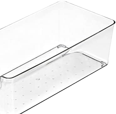 Acouto Drawer Storage Trays Transparent Plastic Drawer Storage Divid Box for Kitchen Large Rectangle Clear Box – PET Material, Stackable, Dividers, Fits Standard Drawers (14.5 X .5 X (Small