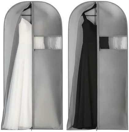 Kimmama Dress Bags for Gown, Garment Bag for Hanging Cloth, 23.6" x 65" | PEVA Material, Clothes Cover, For Wedding Dress, Suit, Dance Costumes, Coat