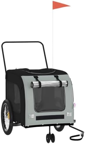 Pet Bike Trailer for Small Dogs, Foldable Bicycle Cargo Trailer with Quick-Release Wheels and Safety Flag, Orange and Gray