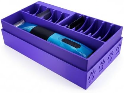 Pet Clipper Blade Holder with Dustproof Lid, Organizer for 10 Blades & 1 Clipper, Professional Grooming Station for Salons and Home DIY Use