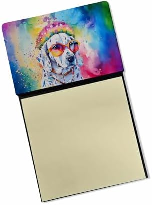 Caroline's Treasures Dalmatian Hippie Dawg Sticky Note Holder Refillable Dispenser Self-Sticky Note Pads, Memo Pads Blank Desk Accessories