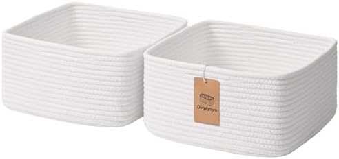 Storage Baskets for Shelves, 2 Pack Shallow Basket