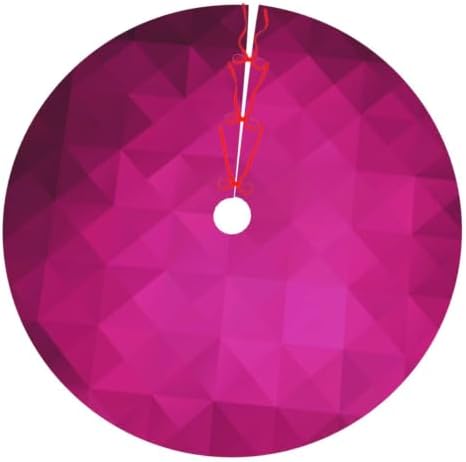 Christmas Tree Skirt, Soft Polyester Xmas Tree Skirts with Ribbon Ties, Rustic Farmhouse Holiday Party Decorations Hot Pink Abstract Background of Triangles Low Poly 30"