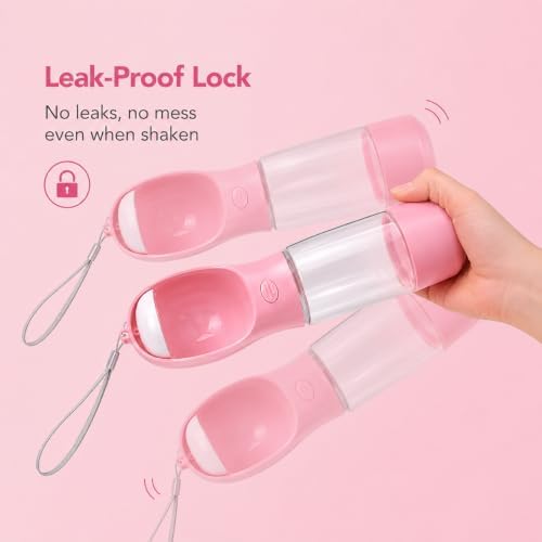 Portable Pet Water Bottle with Food Compartment & Poop Bag Dispenser