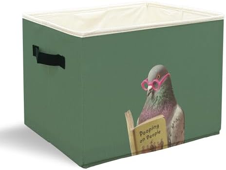 Funny Pigeon Bathroom Storage Bins Box, Funny Bathroom Decor, Birds Lover Gift Storage Basket Laundry Hamper with Handle for Bath Room Clothes Vanity Undersink Home Organization