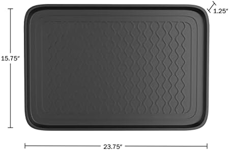 Stalwart Indoor Outdoor Boot Tray, Dark Gray, 23.75x15.75, 2-Pack | Medium All Weather Water Resistant Plastic Utility Shoe Mat for Indoor and Outdoor Use in All Seasons