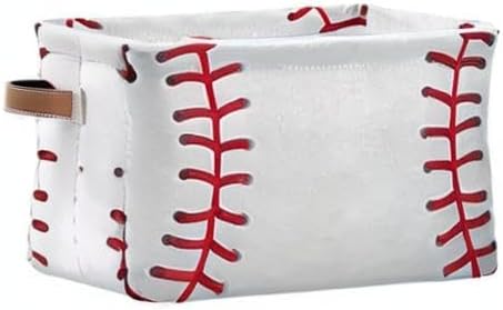 SEULIFE Abstract Baseball Sport Pattern Foldable Collapsible Organizer Storage Bin Cube Toys Storage Box with Handles for Bathroom Kids Nursery Closet, 1 Pack