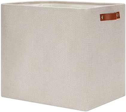 DULLEMELO Fabric Storage Basket, Large Storage Bin for Organization, Closet Storage Bins for Clothes Blankets Nursery Shelves, Collapsible Storage Container Box with Handles(Cream)