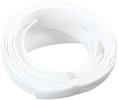 Othmro 16.4ft Length PET Flexible Expandable Braided Cable Sleeves 0.62inch Width Wire Loom Sleeving and Organizers Flexible Wire Mesh Sleeves for TV Audio PC Cords from Pets Chewing White