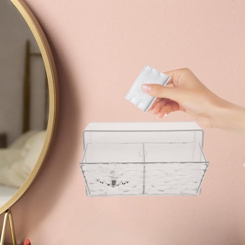 PartyKindom Wall Makeup Organizer Cotton Pad Holder with Lid Durable Pet Storage Box for Vanity Bathroom Simple Design for Easy Access to Cotton and