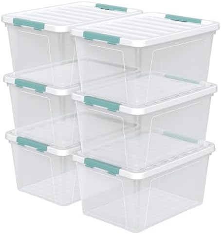 Sandmovie 36 Quart Large Clear Storage Bins, Plastic Storage Box, 6 Packs