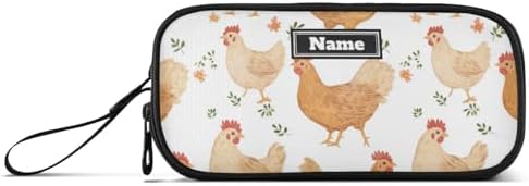 KLL Custom Large Capacity Pencil Case Organizer Teacher Pencil Pen Case Cosmetic Makeup Preppy School Supplies Portable Sweet Pet Chicken White