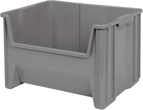 Akro-Mils Stak-N-Store Stackable Storage Bins, 15"x20"x12-1/2, Grey, 3-Pk