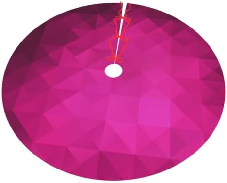 Christmas Tree Skirt, Soft Polyester Xmas Tree Skirts with Ribbon Ties, Rustic Farmhouse Holiday Party Decorations Hot Pink Abstract Background of Triangles Low Poly 48"