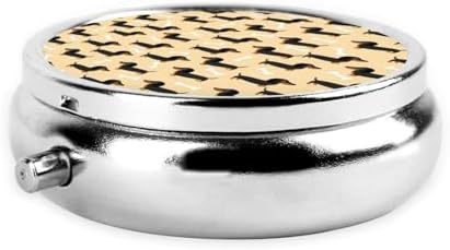 Compact Pill Case, Metal Round Holder for Supplements, Purse Pocket Organizer Travel Essential, Wiener Dog Doxie Dachshund Weiner Dog Pet Dogs