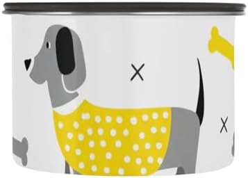 Cute Dachshund Dogs Coffee Canister with Lid Airtight Food Storage Containers 17OZ Stainless Steel Canisters Kitchen Food Organizer for Beans, Cereal, Pasta, Flour, Sugar, Snacks