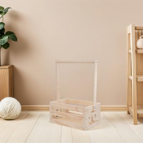 Clothing Basket Wooden Hanging Rod with Pet Rack and Storage | Khaki Finish, 20x13.5x9 Inch Size, Built-in Handles and Upright Layout for Balcony or Lounge Area