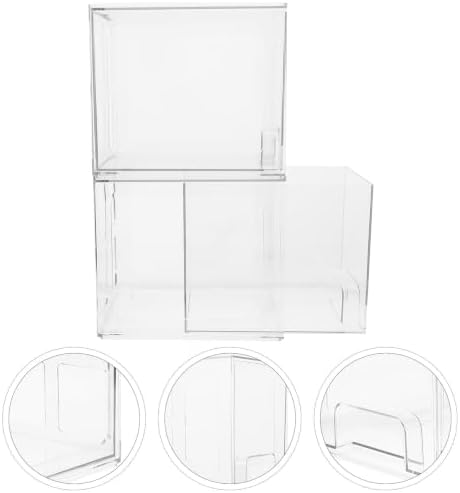 Makeup Organizer Box Easy to Clean 2 Pcs with Drawers, Desktop Cosmetic Storage Box Made of Pet, Large Storage Capacity Stylish and Simple Design for Home or Vanity Use