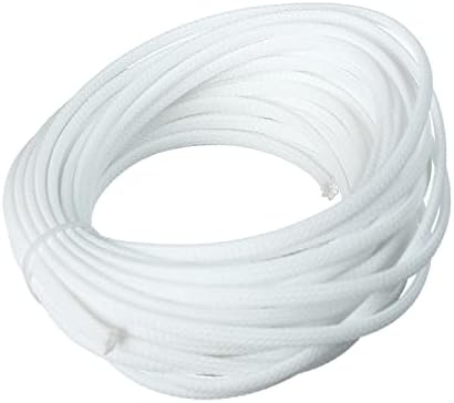 Bettomshin 1Pc 32.8Ft(10m) Cable Management Sleeve, 3/16"(4mm) Width PET White Cord Protector, Wire Loom Tube Insulated Split Sleeving for USB Cable Power Cord Organizer Video Cable Hider