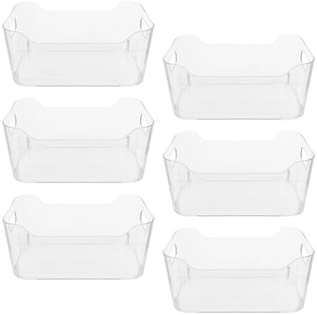 VOSAREA 6pcs Pet Storage Bin 9.84 Inch Household Organizer Box | Pull out Handles, Resist Extreme Temperatures, Space-saving Build, for Pantry Supplies and Food in Drawers or Sink