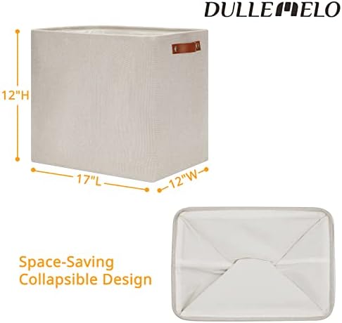 DULLEMELO Fabric Storage Basket, Large Storage Bin for Organization, Closet Storage Bins for Clothes Blankets Nursery Shelves, Collapsible Storage Container Box with Handles(Cream)