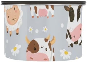 Cute Cows Coffee Canister with Lid Airtight Food Storage Containers 17OZ Stainless Steel Canisters Kitchen Food Organizer for Beans, Cereal, Pasta, Flour, Sugar, Snacks