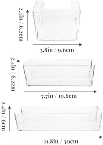 3Pcs Transparent Drawer Organizer Kit Pet Storage Boxes for Desk Small Large Compartment Containers Lightweight Portable Storage for Office and Home