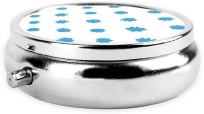 Round Pill Container, 3-Compartment Mini Organizer, Sturdy Metal Case for Medicine, Travel Pill Holder Purse Pocket Essential, Light Blue Animal Cow Print