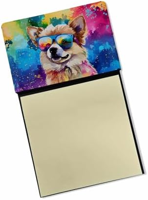 Caroline's Treasures Pomeranian Hippie Dawg Sticky Note Holder Refillable Dispenser Self-Sticky Note Pads, Memo Pads Blank Desk Accessories