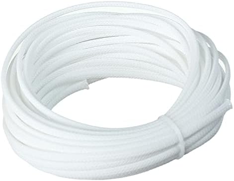 Bettomshin 1Pc 32.8Ft(10m) Cable Management Sleeve, 3/16"(4mm) Width PET White Cord Protector, Wire Loom Tube Insulated Split Sleeving for USB Cable Power Cord Organizer Video Cable Hider